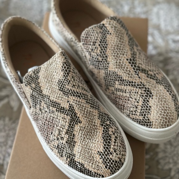 Matisse Snake Print Slip-On Sneakers - Black, Cream, Tan - Picture 1 of 3